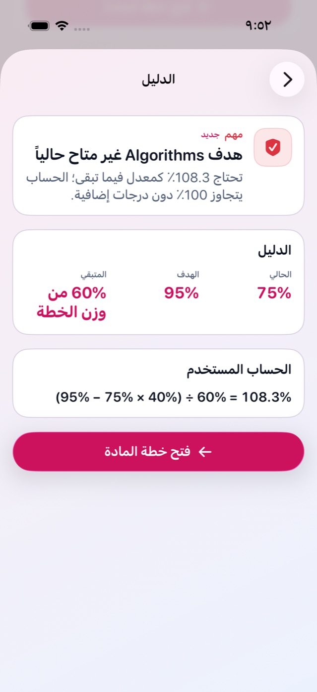 دليل خطر أكاديمي مع الحساب / Academic risk evidence